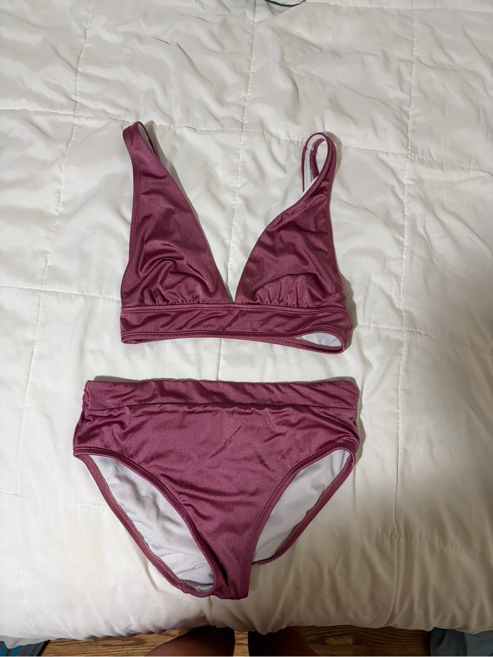 Wonderly Mauve/Pink Ribbed Triangle Bikini Set